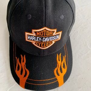 Motor Cycles Ball Cap Hat Orange Flames Unbranded